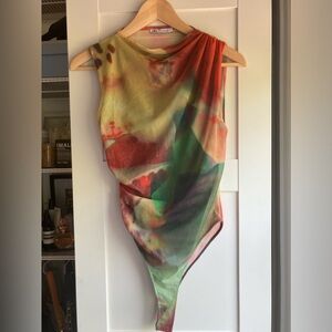New without tags Zara draped Tulle bodysuit.